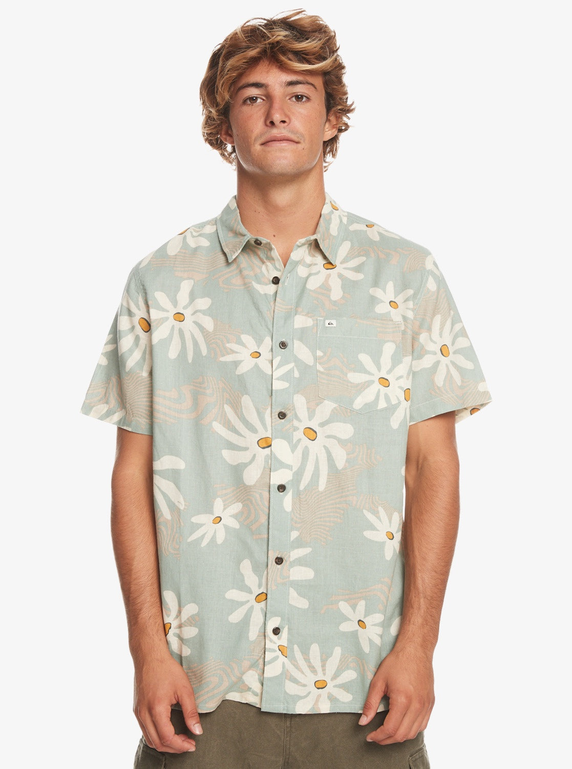 TRIPPY FLORAL SS MENS SHIRT - ICEBERG GREEN / FLORAL