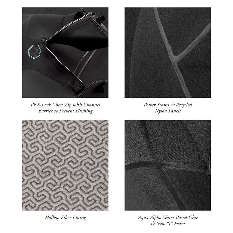 VISSLA NORTH SEAS 3/2 FULL CHEST ZIP MENS STEAMER - BLACK 2020